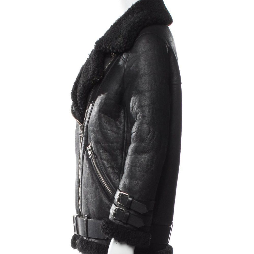 Black ACNE STUDIOS Shearling Moto Fur Jacket FR32 / XS - Picture 2 of 3